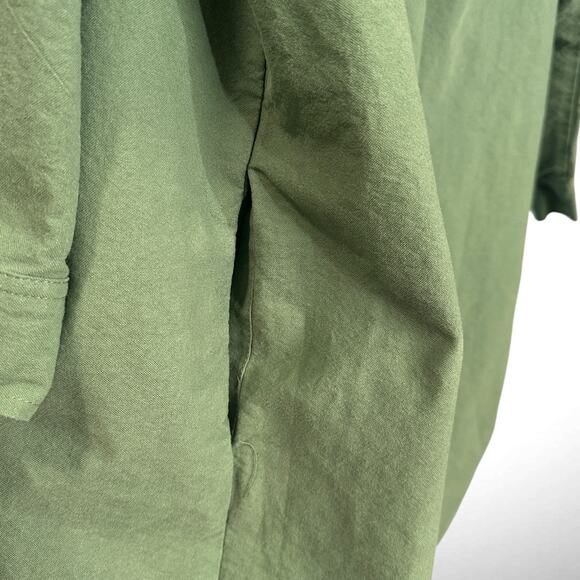 Pomander Place Size L Polly Button Neck Popover Shirt Dress Sage Green Cotton - Picture 8 of 11